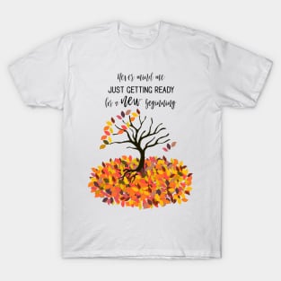 Fall in Love Colorful Leaves Autumn Season Tree Design T-Shirt